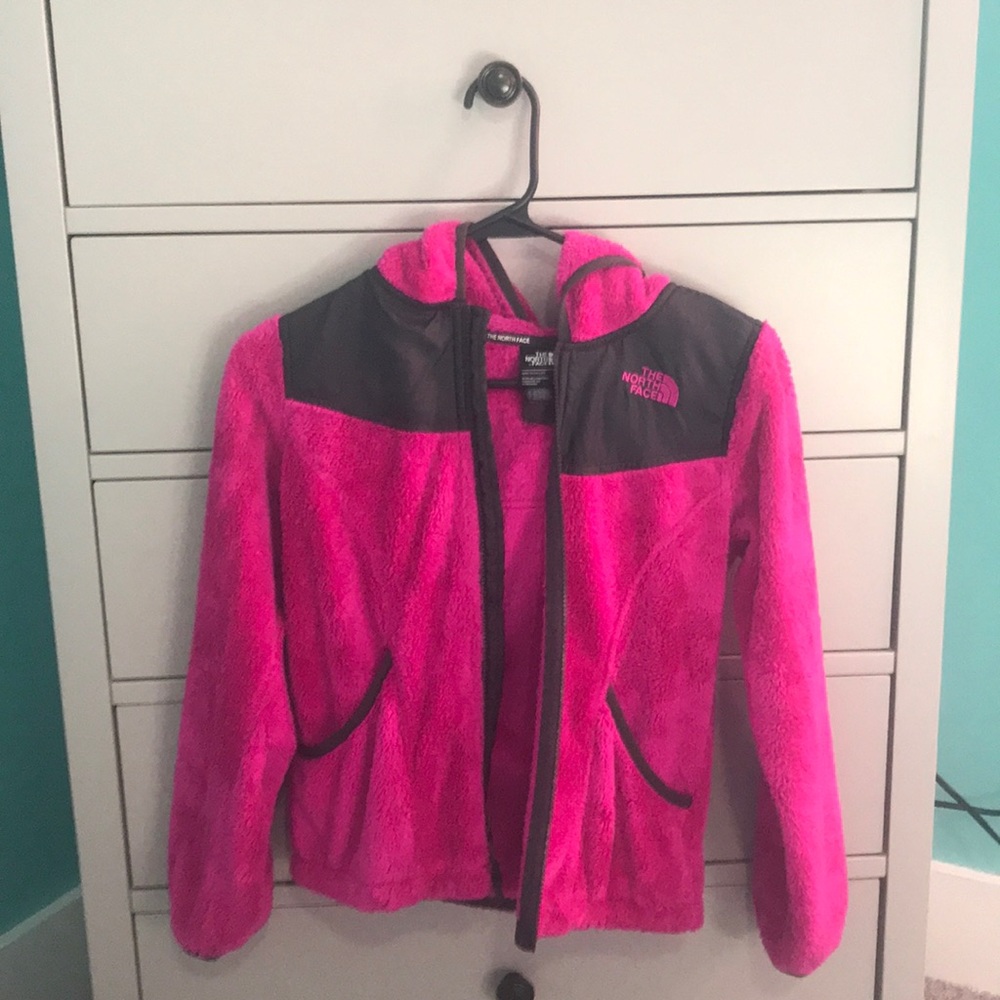 Girls hot pink north face jacket